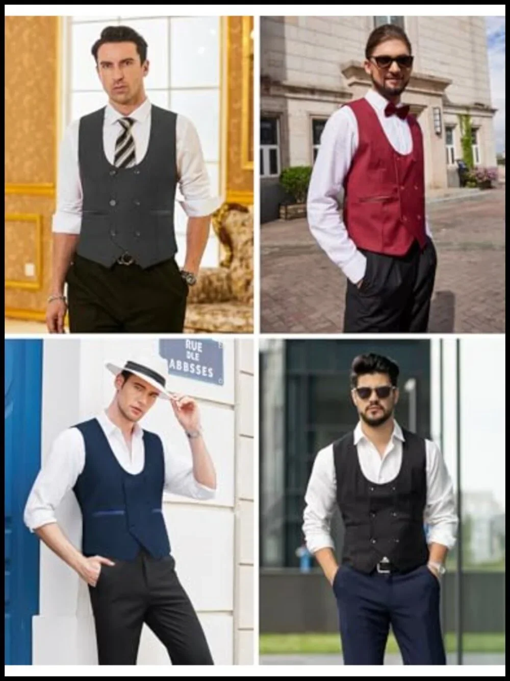 Double Breasted Slim Fit Dress Vest for Wedding Business